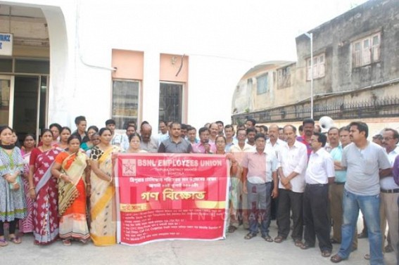 BSNL employees union raise voice against the crippled service of BSNL, placed deputation